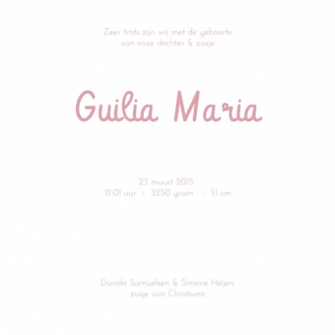 Geboortekaartje - Guilia - SC