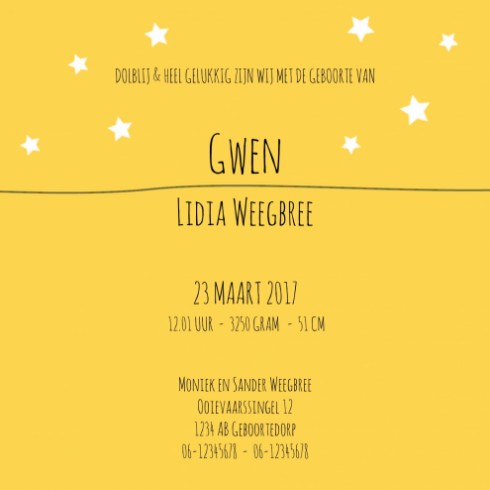 Geboortekaartje - Gwen NL - SC