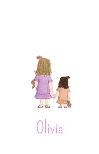 Geboortekaartje illustratief meisje met grote zus - Olivia
