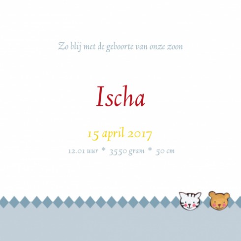 Geboortekaartje Ischa - variant - JH