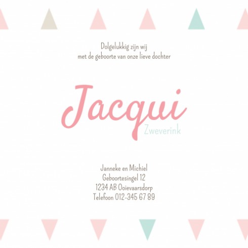 Geboortekaartje Jacqui - Gb