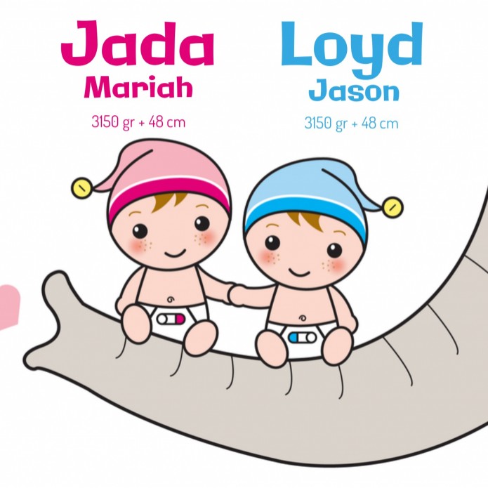 Geboortekaartje Jada en Loyd - Gb binnen