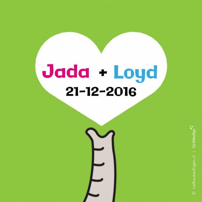 Geboortekaartje Jada en Loyd - Gb binnen
