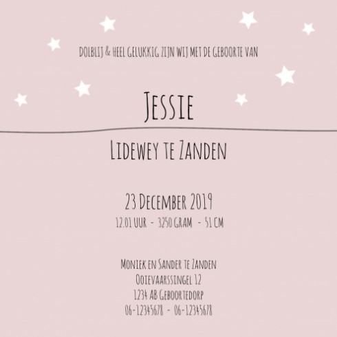 Geboortekaartje - Jessie NL - SC