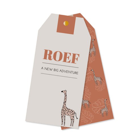 Geboortekaartje labels Giraffe - Roef - Oranje