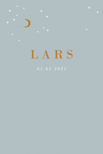 Geboortekaartje jongen maan en sterren dubbel - Lars