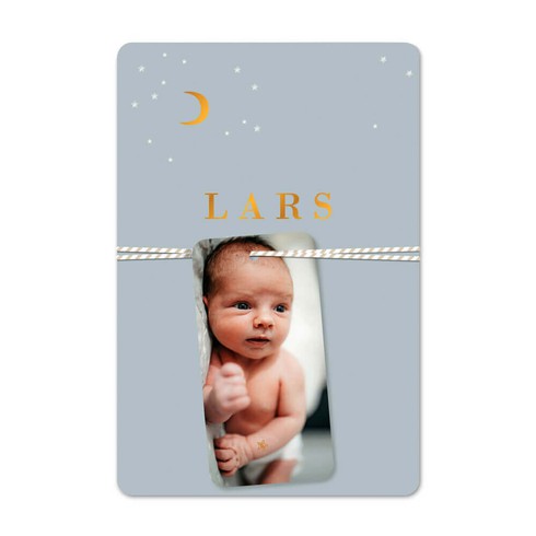 Geboortekaartje jongen met foto, sterren maan - Lars