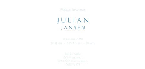 Geboortekaartje Jongen Trein Julian - Dubbel