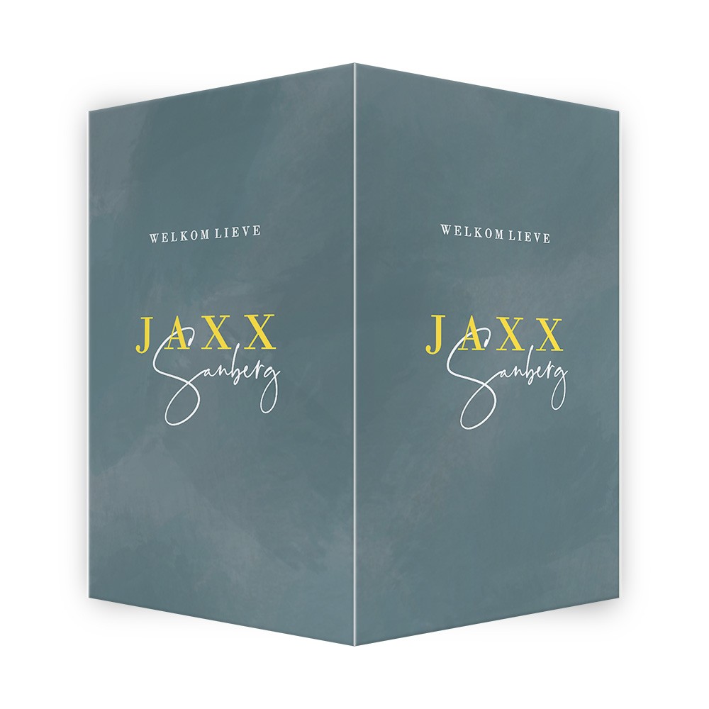 Geboortebord met velvet look en typografische letters - Jaxx