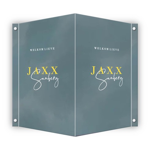 Geboortebord met velvet look en typografische letters - Jaxx