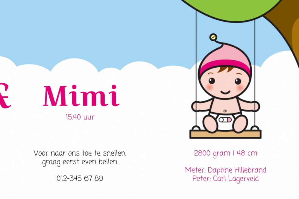 Geboortekaartje Kaat en Mimi -GB binnen