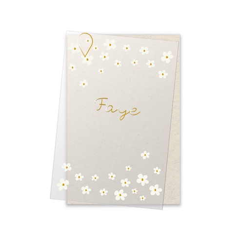 Geboortekaartje kalkpapier met bloemen en goudfolie - Faye (1 van 2)