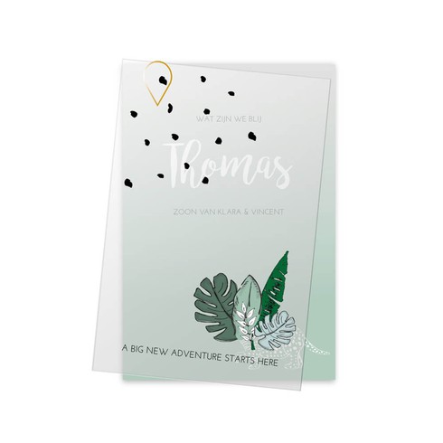 geboortekaartje-kalk-kaartje-jungle-groen-botanisch-stippen-cover