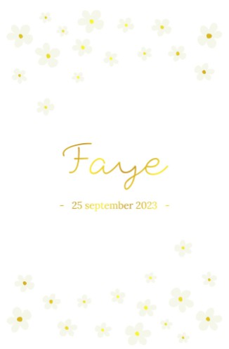 Geboortekaartje kalkpapier bloemen - Faye (1 van 2) voor