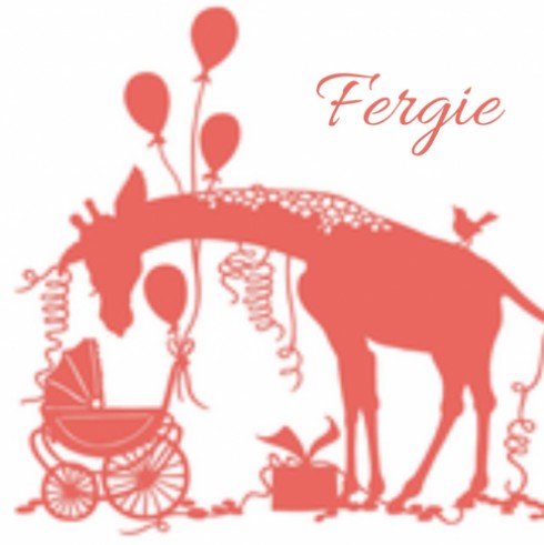 Geboortekaartje knipkunst - Fergie achter