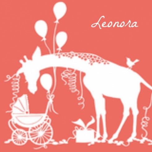 Geboortekaartje knipkunst - Leonora achter