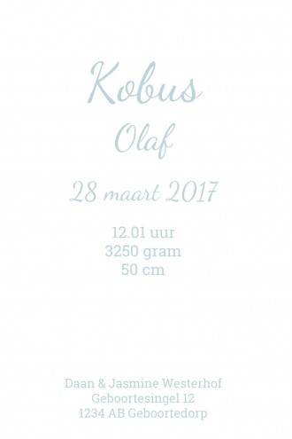Geboortekaartje Kobus - GA binnen