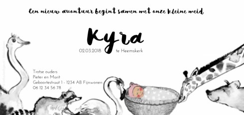 Geboortekaartje Kyra - EB achter