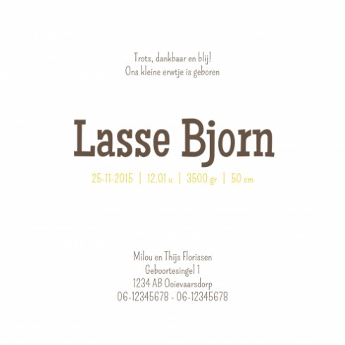 Geboortekaartje Lasse -  Gb