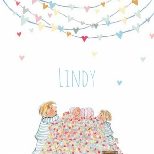 Geboortekaartje Lindy met broers - EB voor