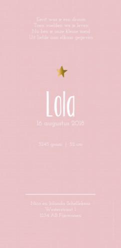 Geboortekaartje Little Stars Lola - LD achter