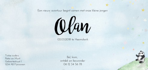 Geboortekaartje Olan - EB achter