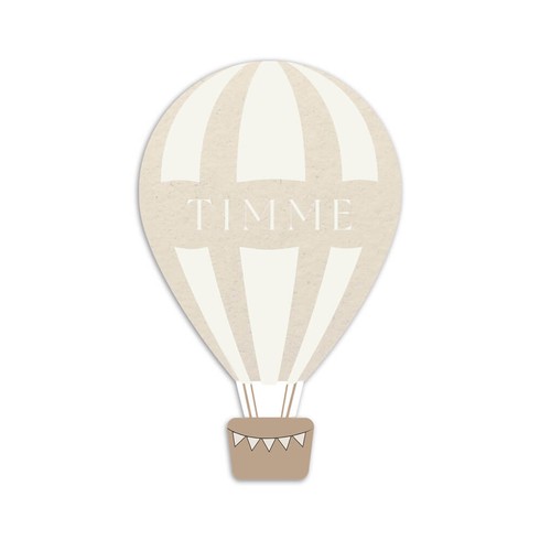 Uniek geboortekaartje met luchtballon vorm in beige - Timme
