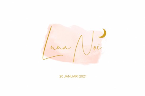 Geboortekaartje maantje watercolor - Luna Noé voor