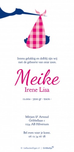 Geboortekaartje Meike - GB achter