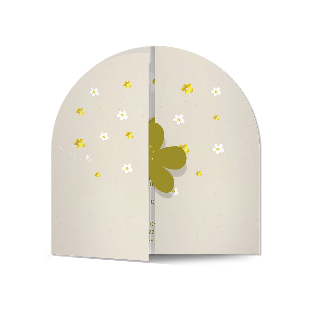 Geboortekaartje meisje met bloemen sluiting goudfolie en vrolijke bloemen - Anne Fleur