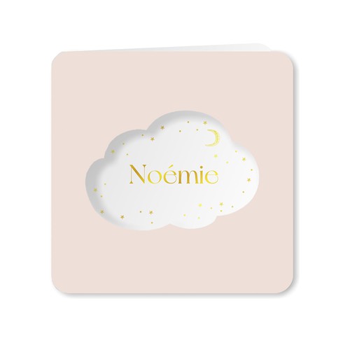 Geboortekaartje met wolkje en doorkijk sterren - Noemie