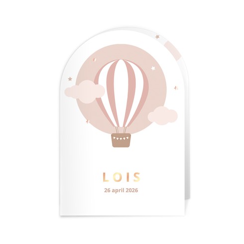Geboortekaartje voor een meisje met luchtballon in boogvorm - Lois