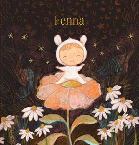 Geboortekaartje meisje illustratief met bloemen en vrolijk kindje - Fenna