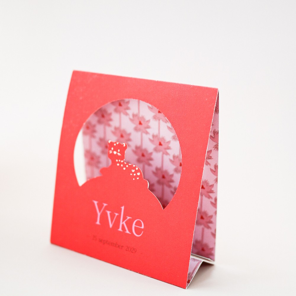 Geboortekaartje meisje met jungle tentkaartje met vrolijke trend kleuren - Yvke