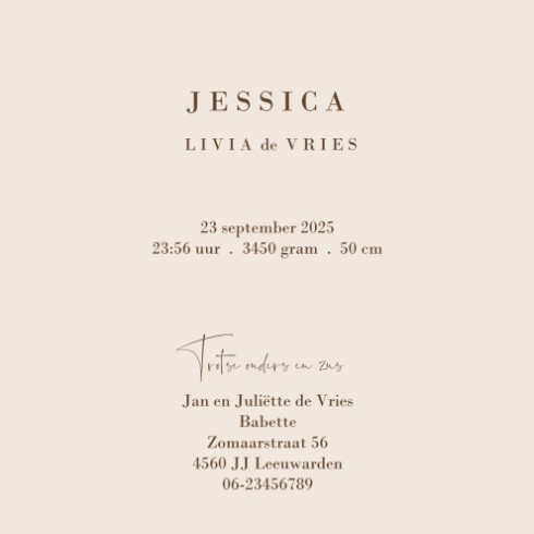 Geboortekaartje meisje met bos dieren - Jessica