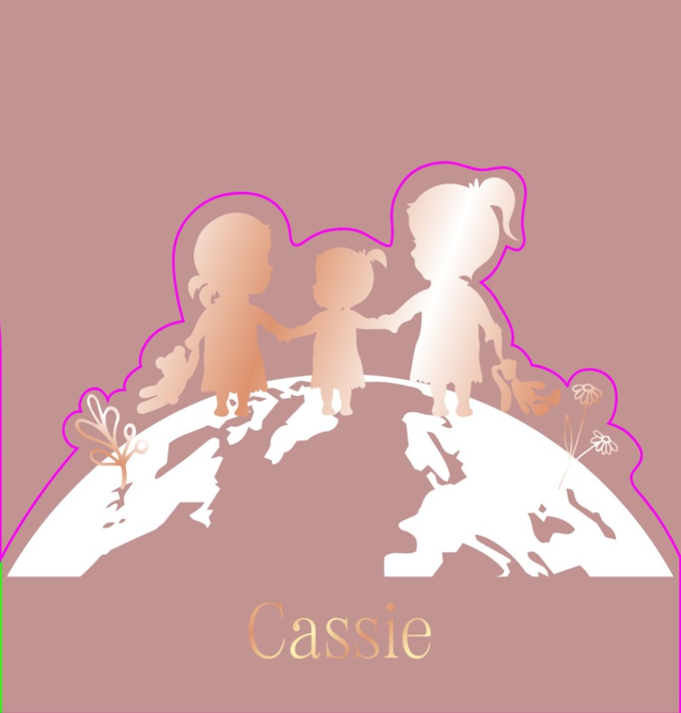 Geboortekaartje meisje met twee grote zussen in rosegoud folie en bijzondere vorm - Cassie