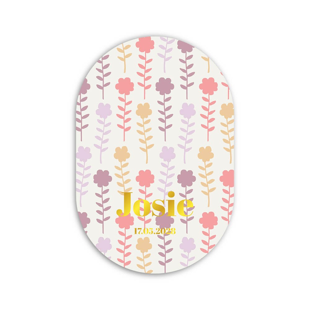 Geboortekaartje meisje ovaal bloemenprint gekleurd - Josie