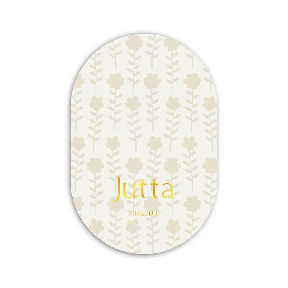 Geboortekaartje meisje ovaal bloemenprint - Jutta