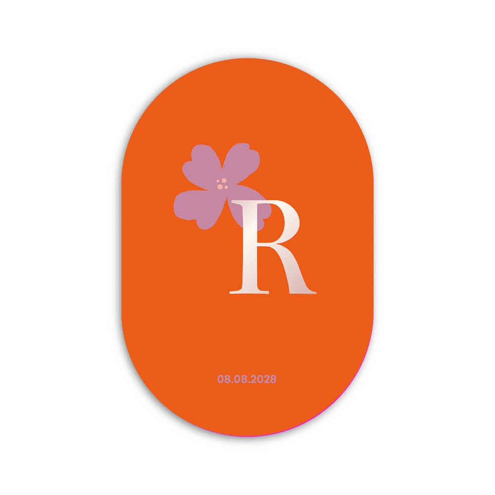 Geboortekaartje meisje ovaal bloem en letter - Ruby
