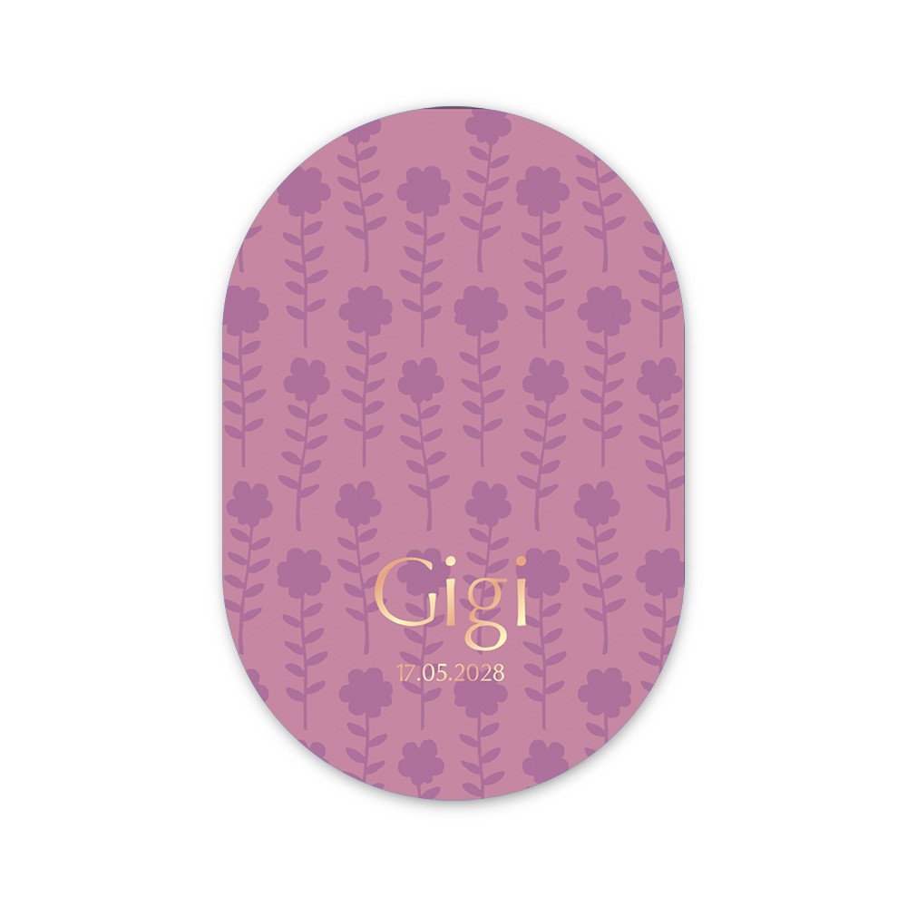 Trendy meisje geboortekaartje met bloemenprint in speelse ovale vorm - Gigi