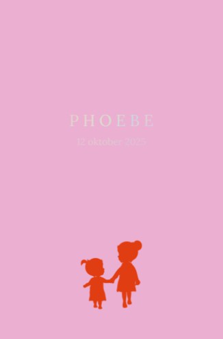Geboortekaartje meisje met zus in speels regenboogfolie en trend kleuren - Phoebe