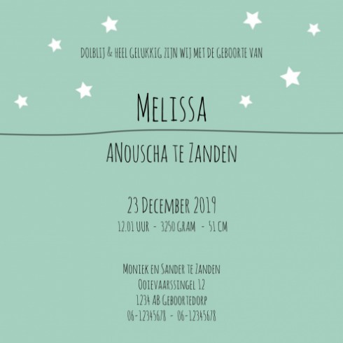 Geboortekaartje - Melissa EN - SC