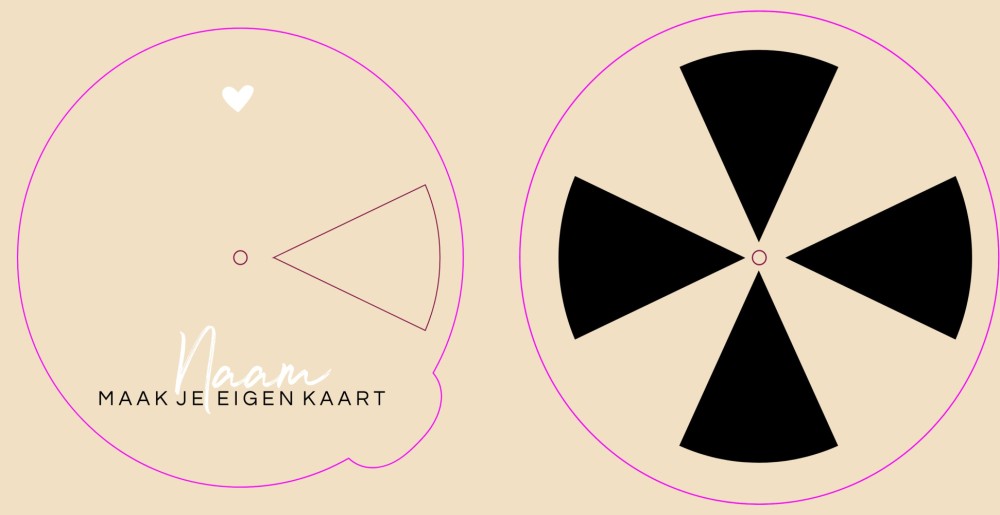 Kaartje met draaischijf vorm om helemaal zelf te maken