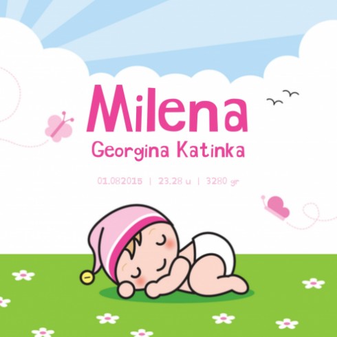 Geboortekaartje Milena - Gb binnen