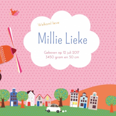 Geboortekaartje Millie - ZW achter