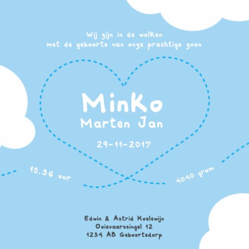 Geboortekaartje Minko - Gb binnen