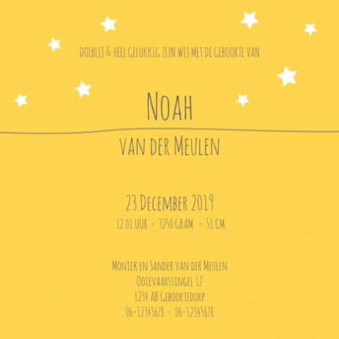 Geboortekaartje - Noah NL - SC