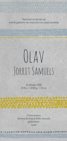 Geboortekaartje Olav - Dits and Dots binnen