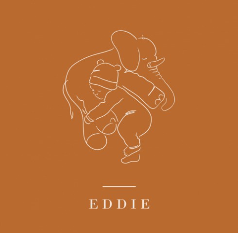 Jongenskaartje olifant knuffel lijntekening - Eddie voor