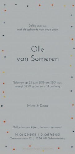 Geboortekaartje Olle - Dits en Dot